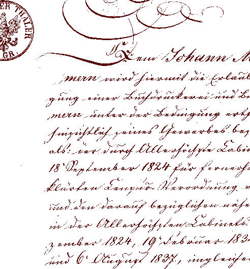 Urkunde von 1838